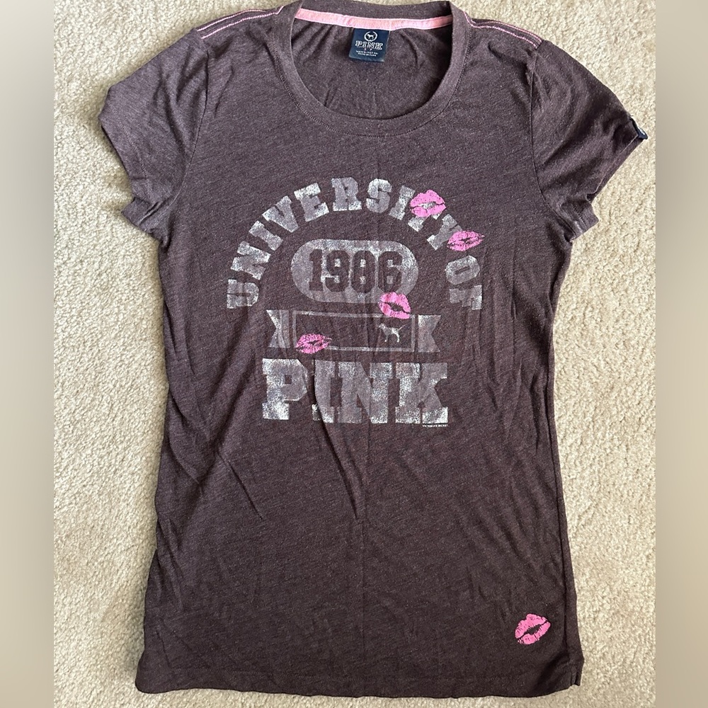 VS PINK Distressed University of Pink T-Shirt